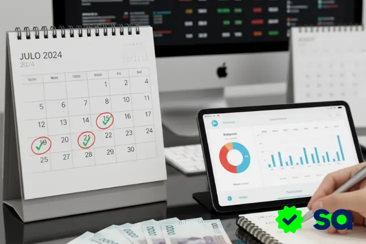 Calendario financiero con fechas marcadas