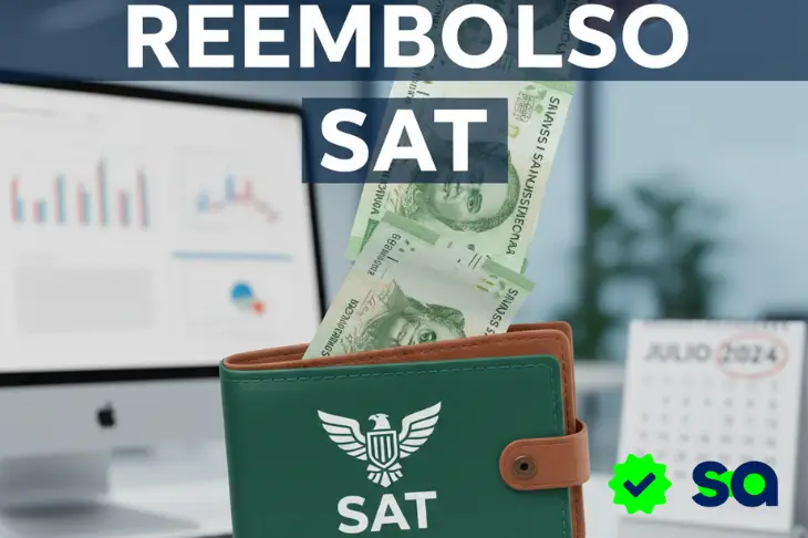 Reembolso del SAT representado por dinero saliendo de una cartera oficial
